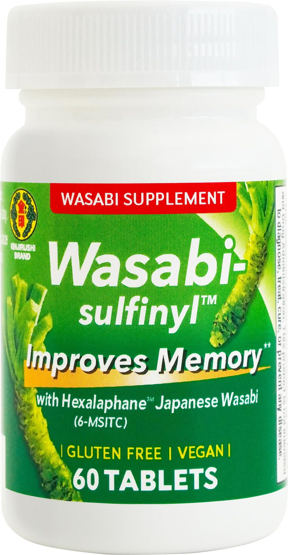 KINJIRUSHI BRAND Wasabi Sulfinyl bottle front label highlights hexalaphane content.