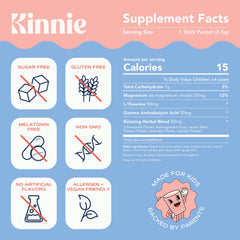 Kinnie Calming grape mix dissolves in water for focus support