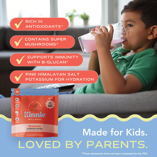 Kinnie envase con zinc y vitamina C para uso diario en niños.