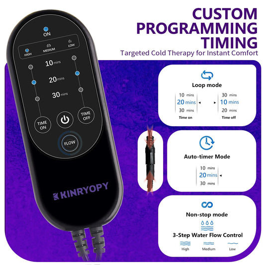 KINRYOPY controller settings display shows timer and flow options.