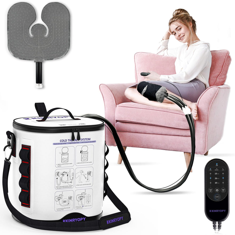 KINRYOPY cold therapy machine front view showing portable knee recovery support