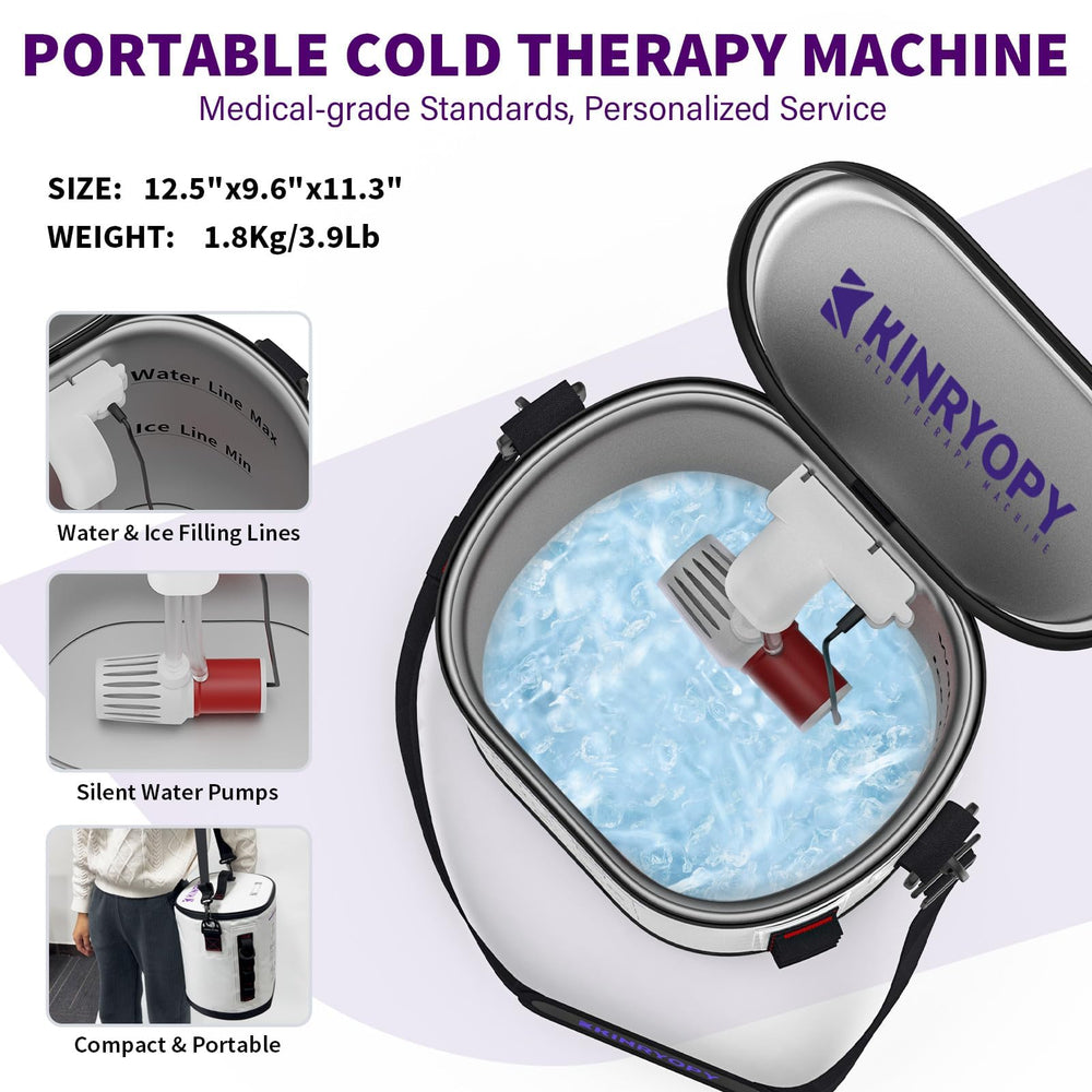 KINRYOPY on-the-go cold therapy setup ready for bed, office, or travel.