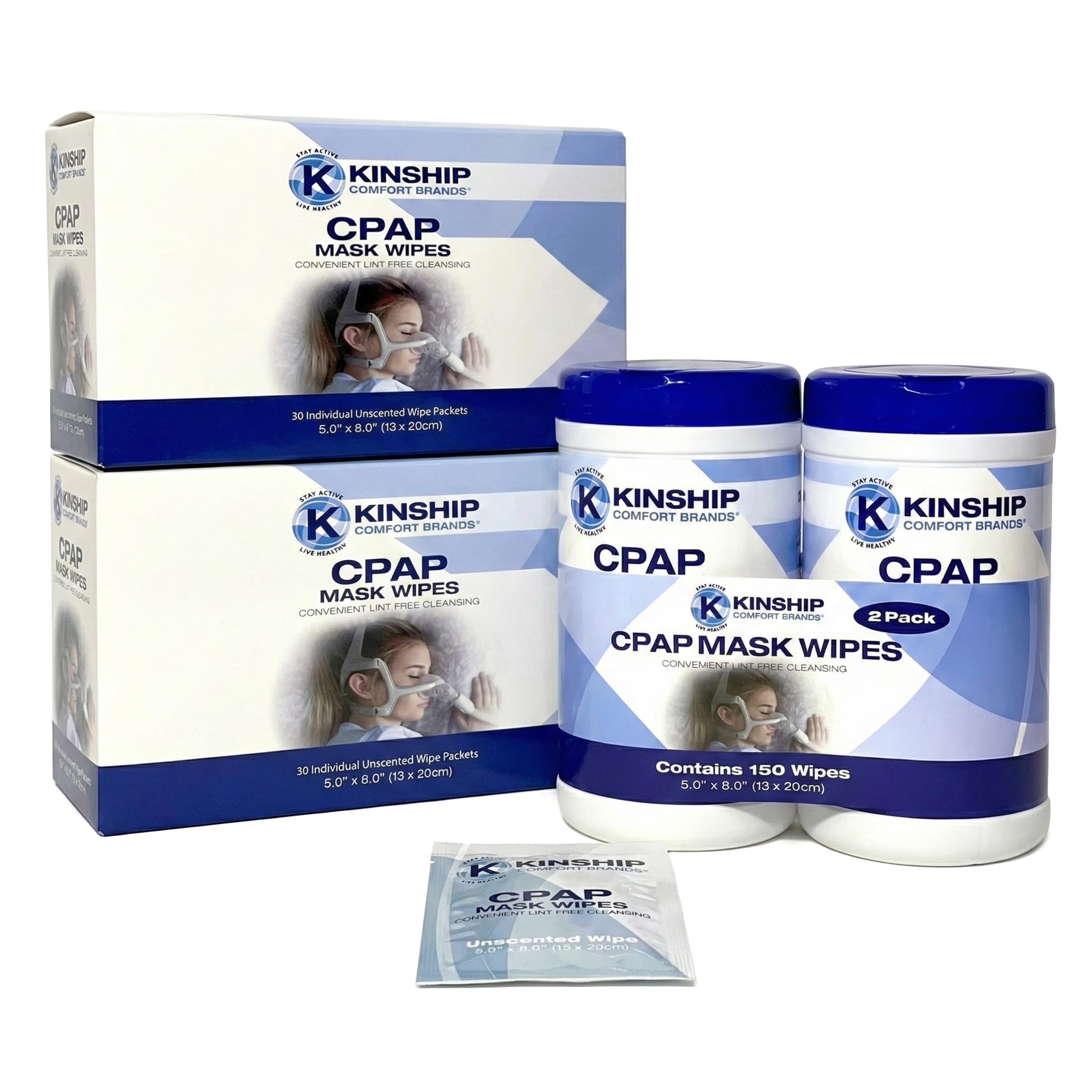 Kinship Comfort CPAP wipes cleanse the mask for comfortable nightly use.