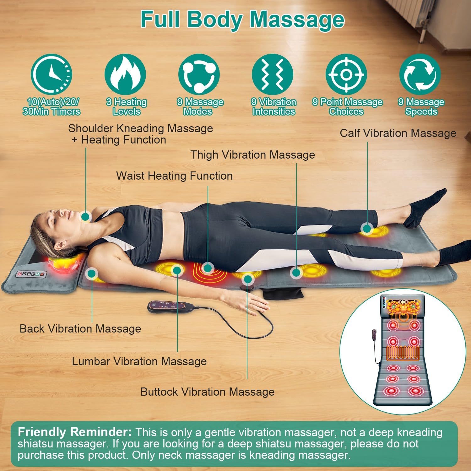 KinWarmth full body massage mat calf focus calms tired legs