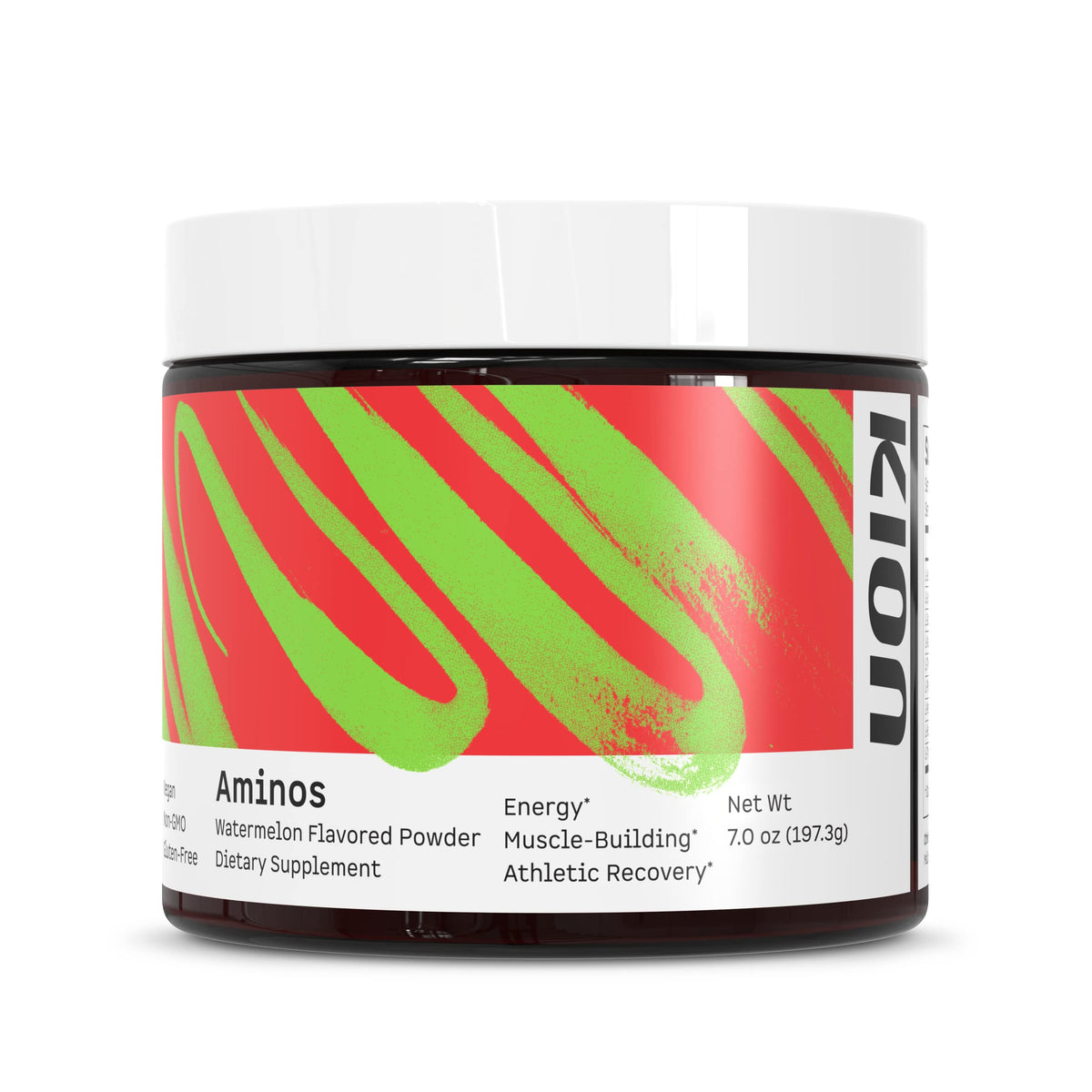 Kion Aminos Watermelon front tub shows premium essential amino acids for training
