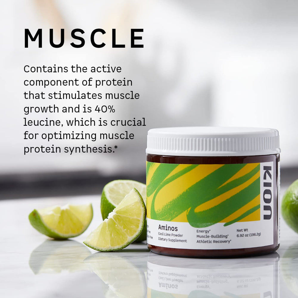 Kion Aminos ingredient label highlights BCAA and EAA blend quality