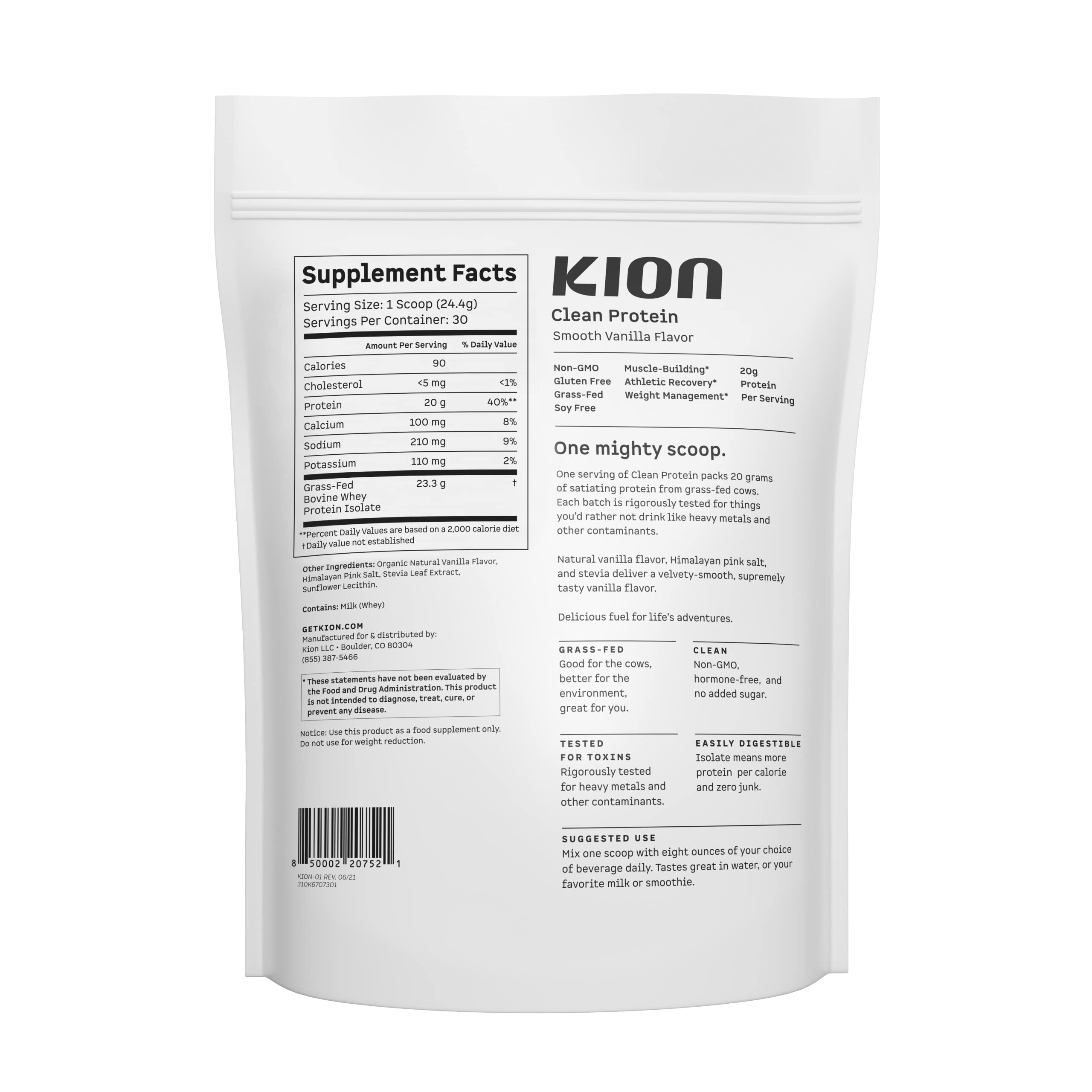 Kion Clean Protein tub on a shelf suggesting easy daily nutrition for active days.