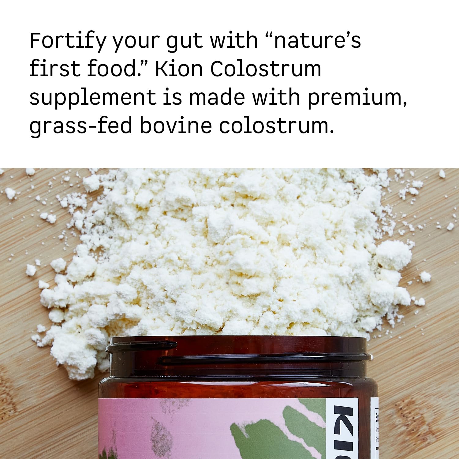 Kion Colostrum athletic recovery serving shown in a shaker.