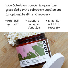 Kion Colostrum being poured to illustrate convenient daily serving.