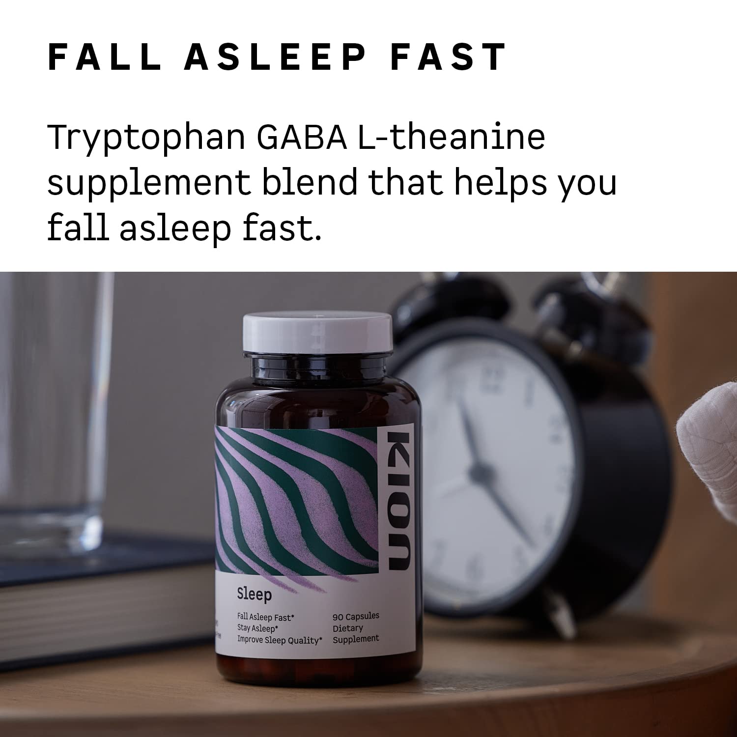 Kion Sleep capsules close-up featuring amino acids for restful nights.