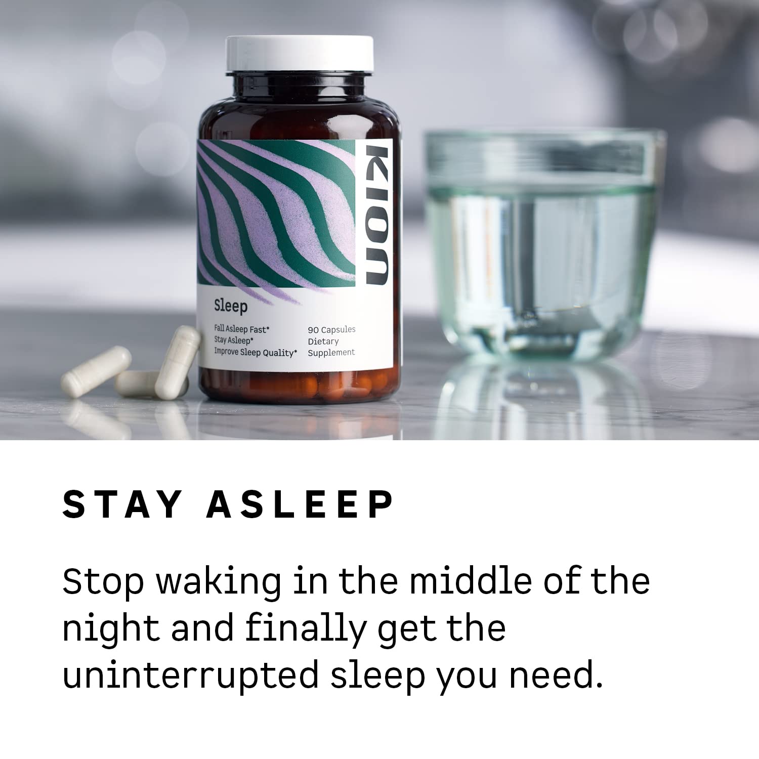 Kion Sleep measuring scoop beside bottle for consistent nightly use.