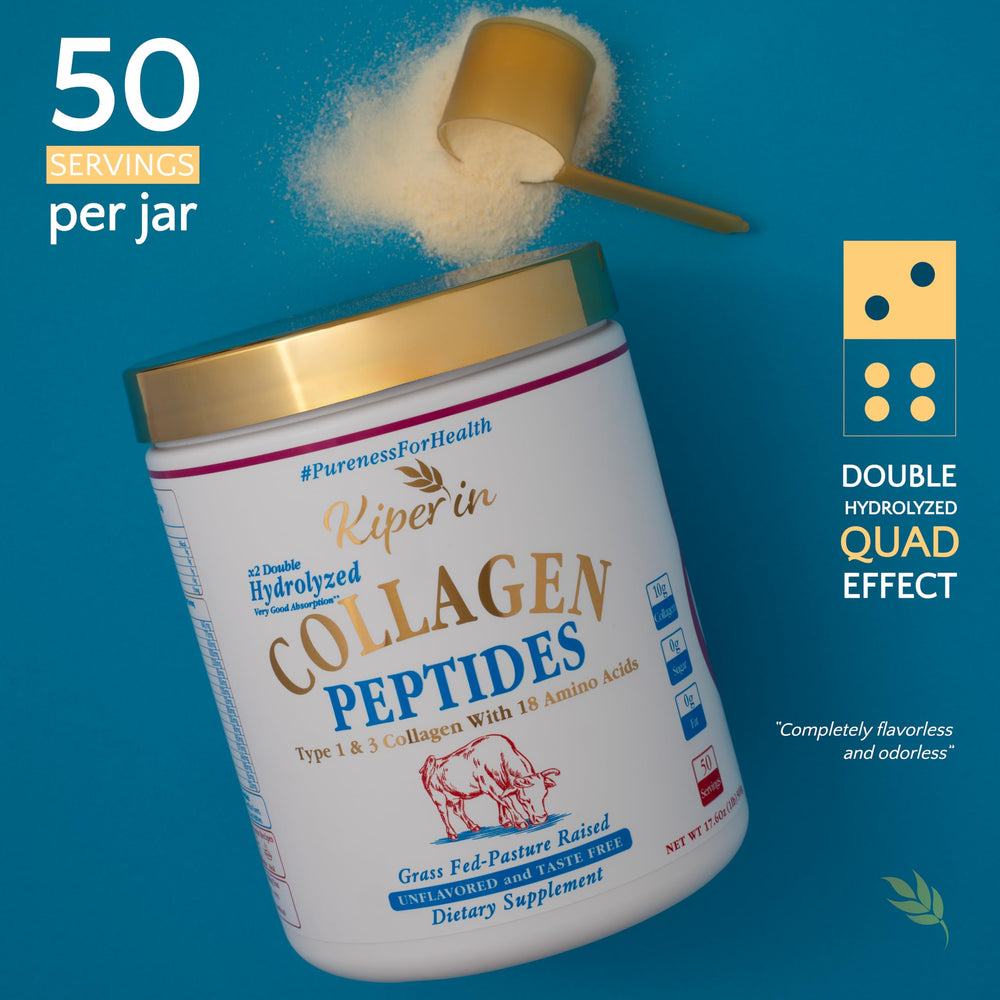 Kiperin collagen powder dissolves quickly in water for smooth mixing.