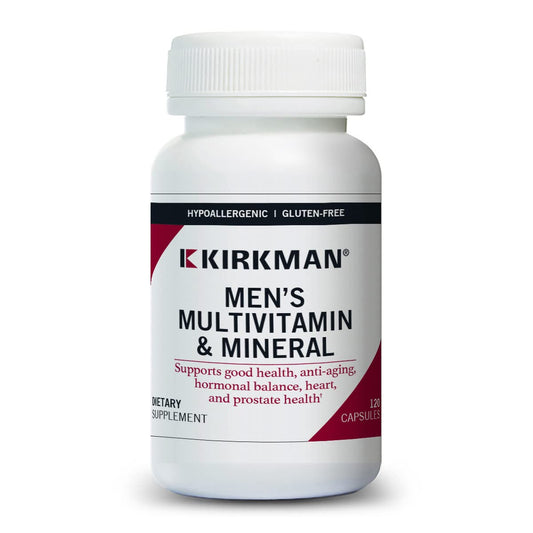 Kirkman 60 to 90 men's multivitamin bottle supports daily senior nutrition
