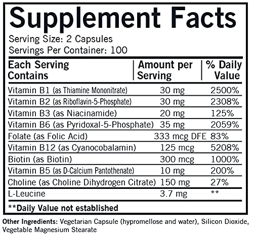 Kirkman B-Complex with CoEnzymes capsules close-up highlighting active B vitamins for absorption.