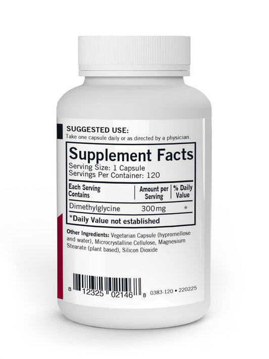 Kirkman DMG 300 mg capsules bottle back emphasizing immune support