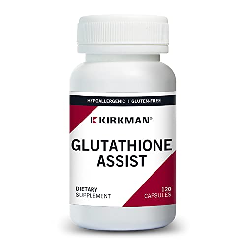 Kirkman Glutathione Assist bottle with plant-based capsules for daily support.