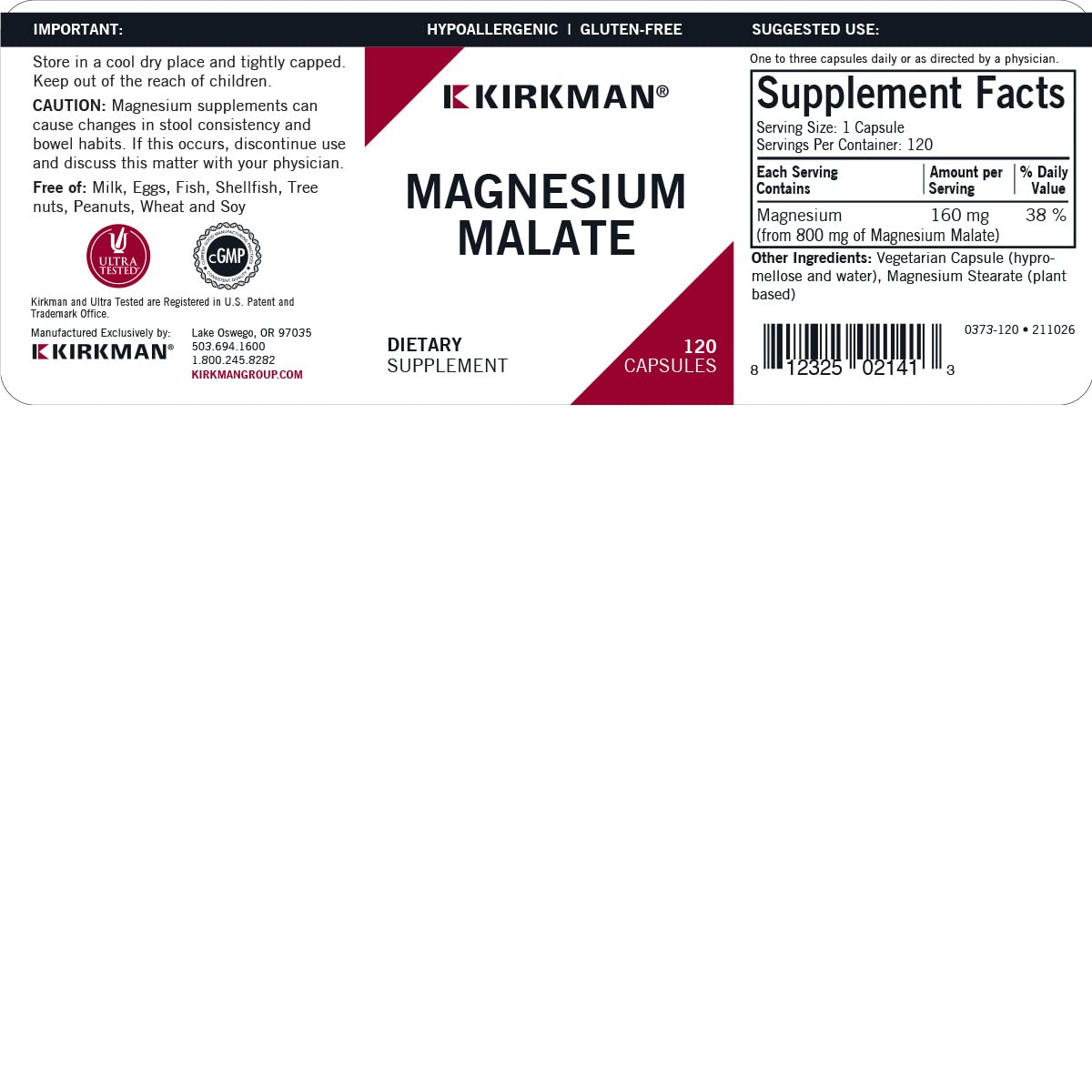 Kirkman Magnesium Malate bottle on counter for everyday use.