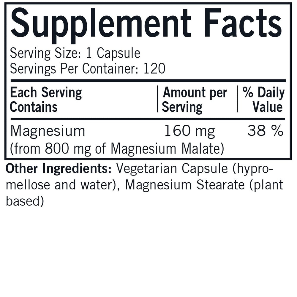 Kirkman Magnesium Malate capsules, easy-to-take daily supplement.
