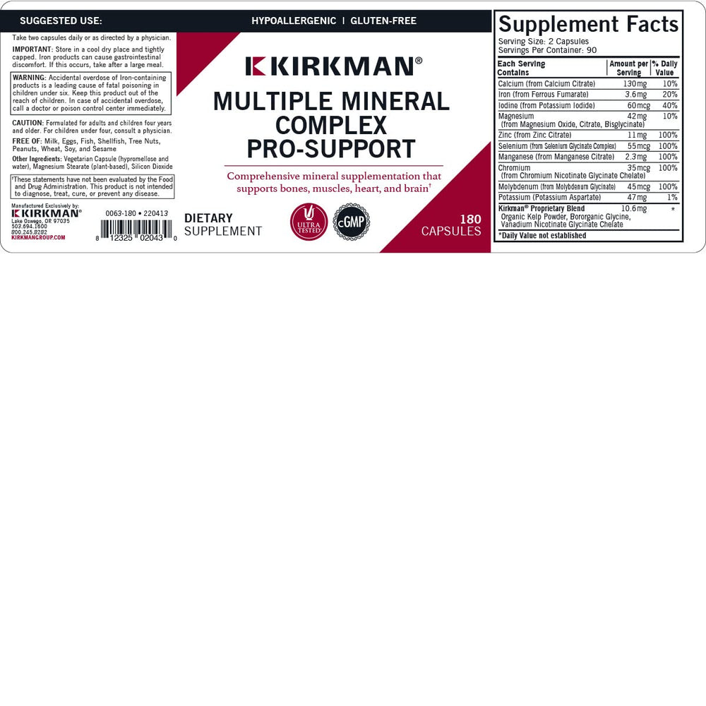 Kirkman product label demonstrating low zinc design for evening use.