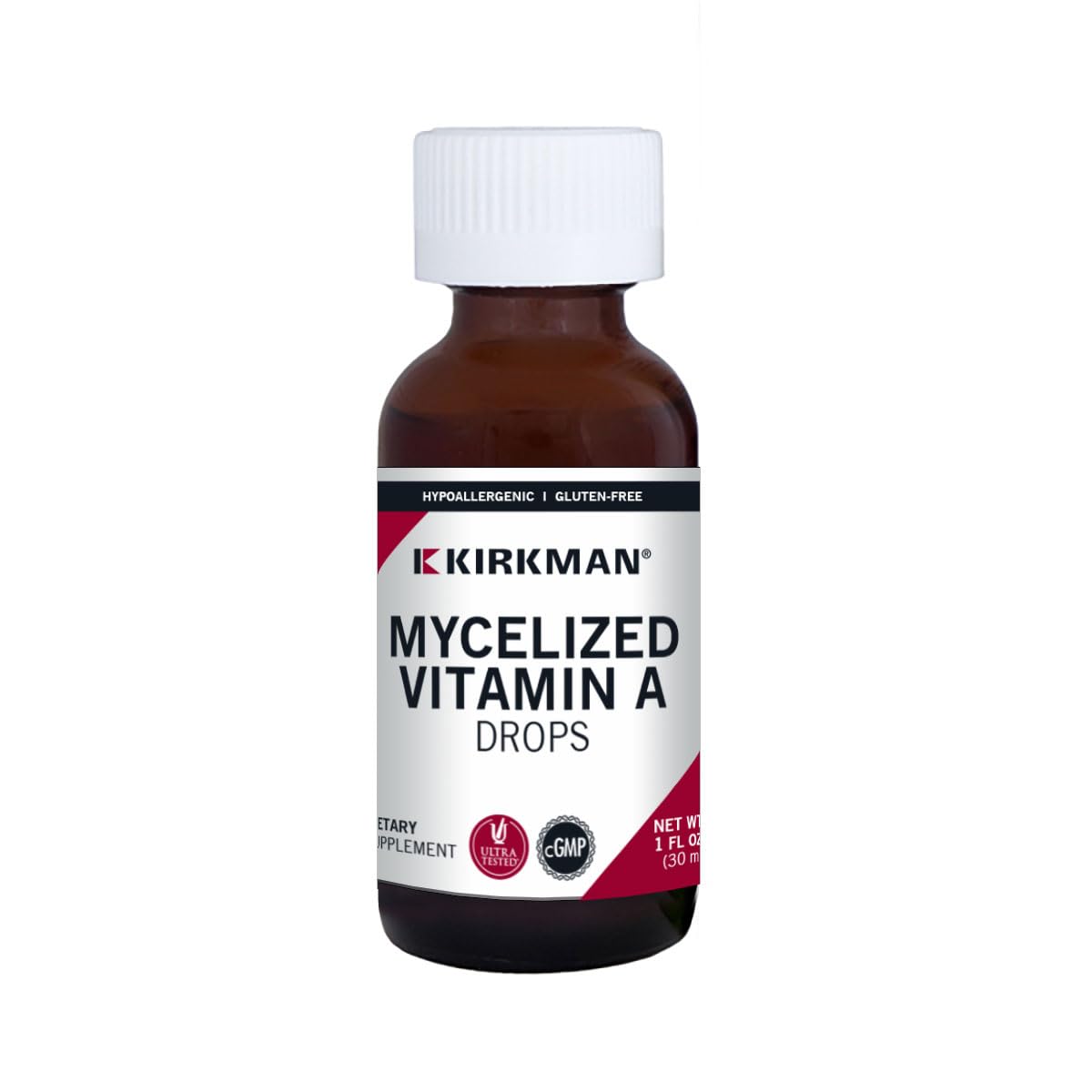 Kirkman Mycelized Vitamin A Liquid bottle for easy daily dosing.