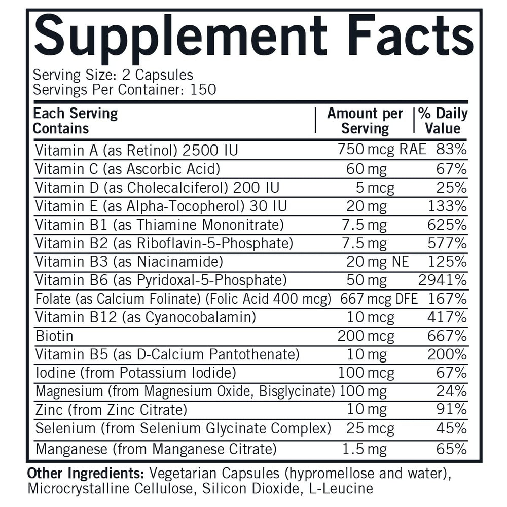 Kirkman Nu-Thera P-5-P capsules on a clean surface, easy to swallow.