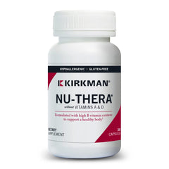 Kirkman Nu-Thera bottle front showing hypoallergenic multivitamin for daily wellness