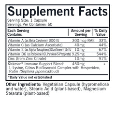 Kirkman Rose Lysine Immune capsule close-up showing vegetarian formula.