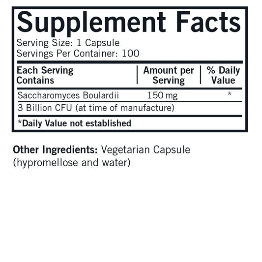 Kirkman Saccharomyces boulardii capsules on a clean surface for daily wellness.