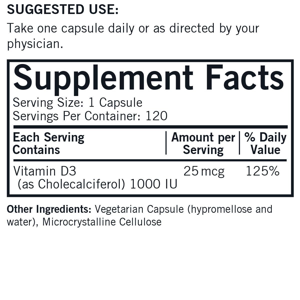 Kirkman Vitamin D-3 1000 IU bottle label close-up highlighting dosage