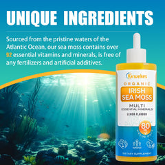 Atlantic wildcrafted sea moss sourced sustainably label