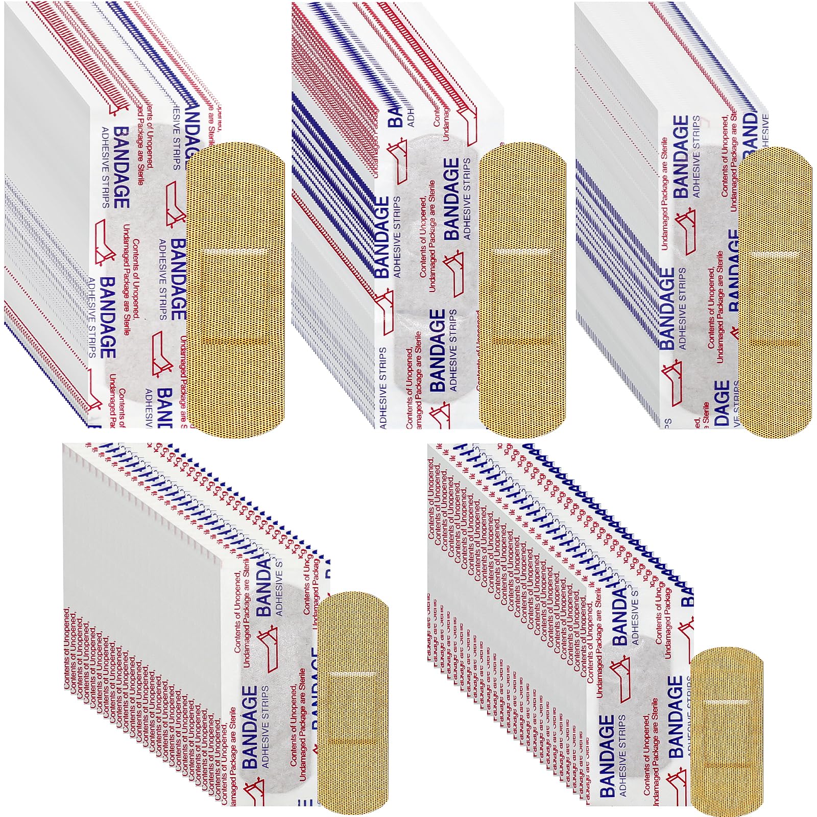 KisSealed fabric bandages in assorted sizes for versatile wound coverage at home