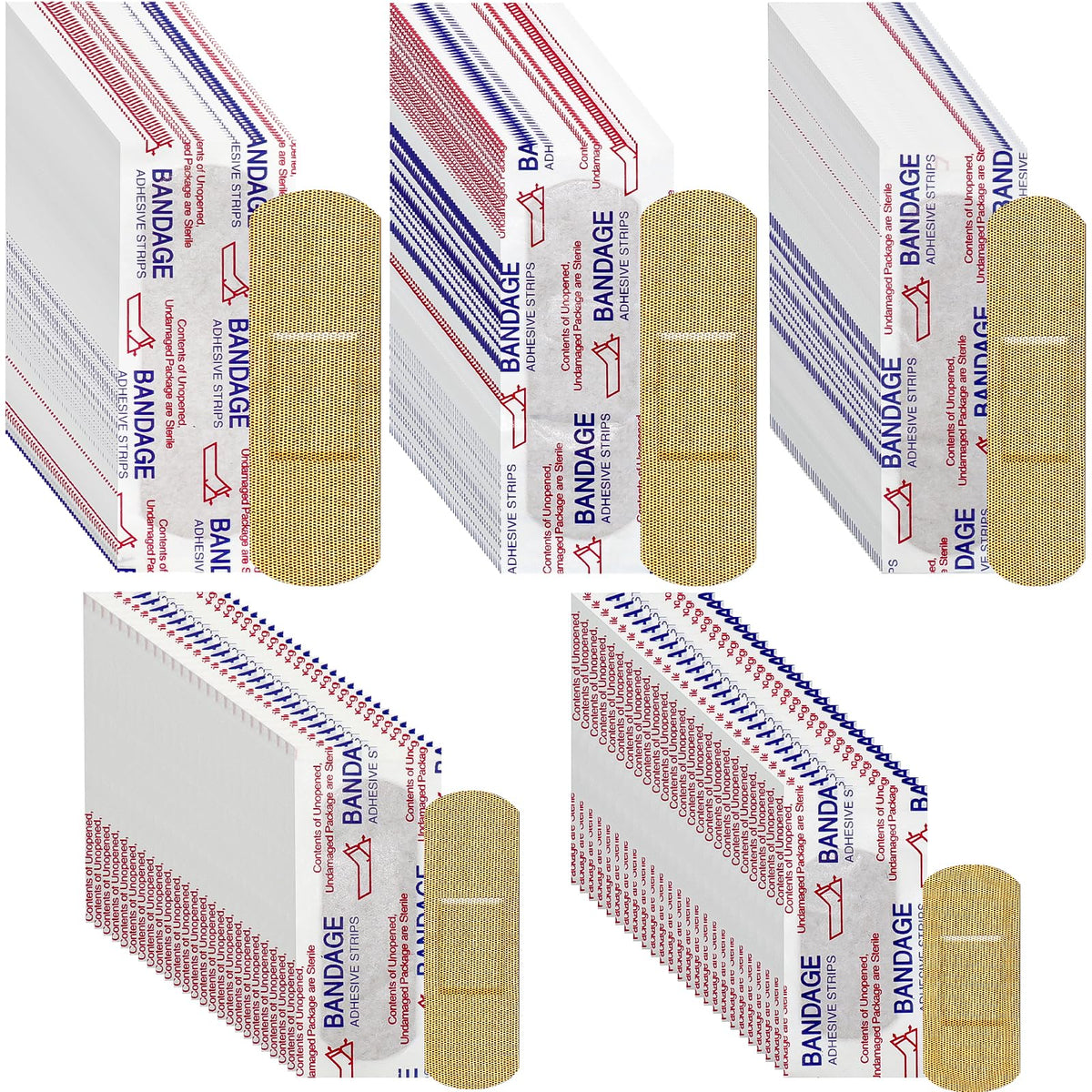 KisSealed fabric bandages in assorted sizes for versatile wound coverage at home