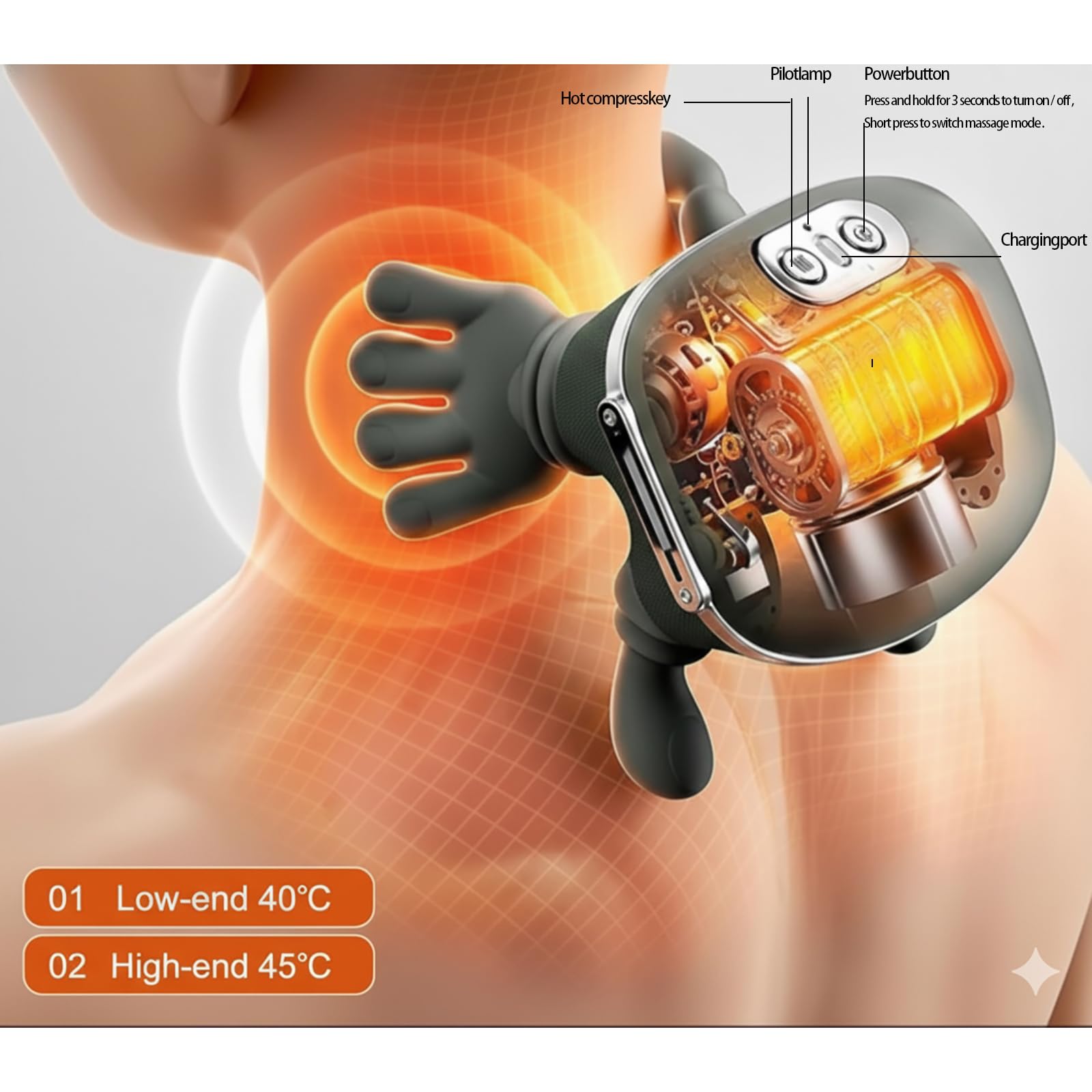 Kithouse neck massager two heating modes for customizable warmth