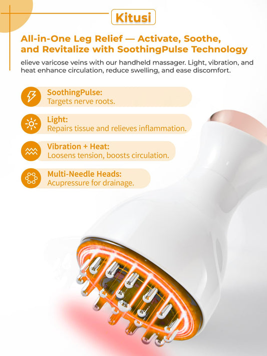 Kitusi leg massager cordless design for portable use at home, work, or travel.