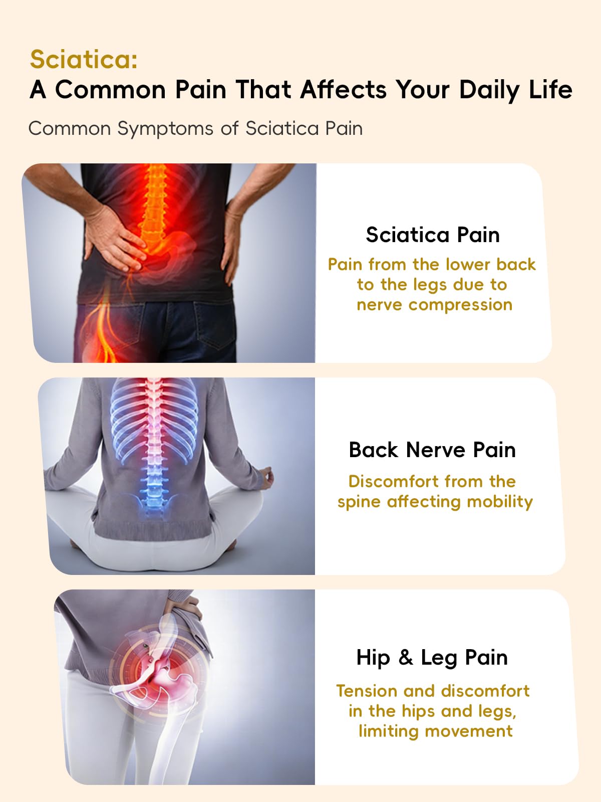 Kitusi Sciatica Massager light therapy enhances tissue comfort