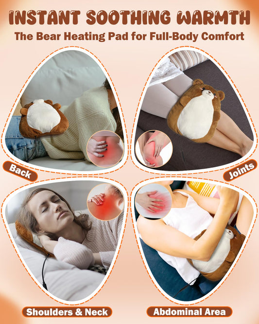 Kivdes Bear USB heating pad placed on shoulder for convenient warm relief