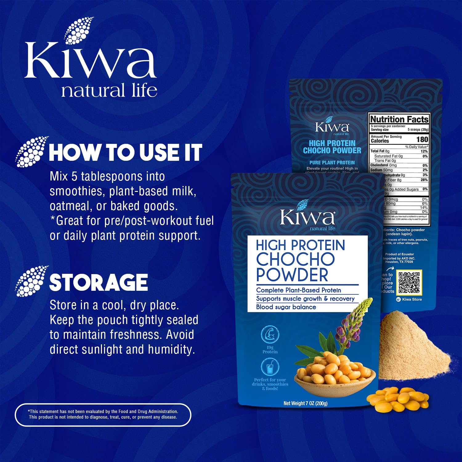 Kiwa Chocho lupin pods highlight natural Andes source of plant protein.