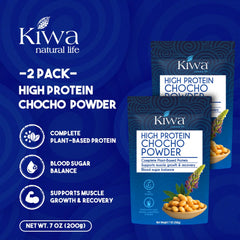 Kiwa Chocho powder in a smoothie demonstrates easy plant-based protein.