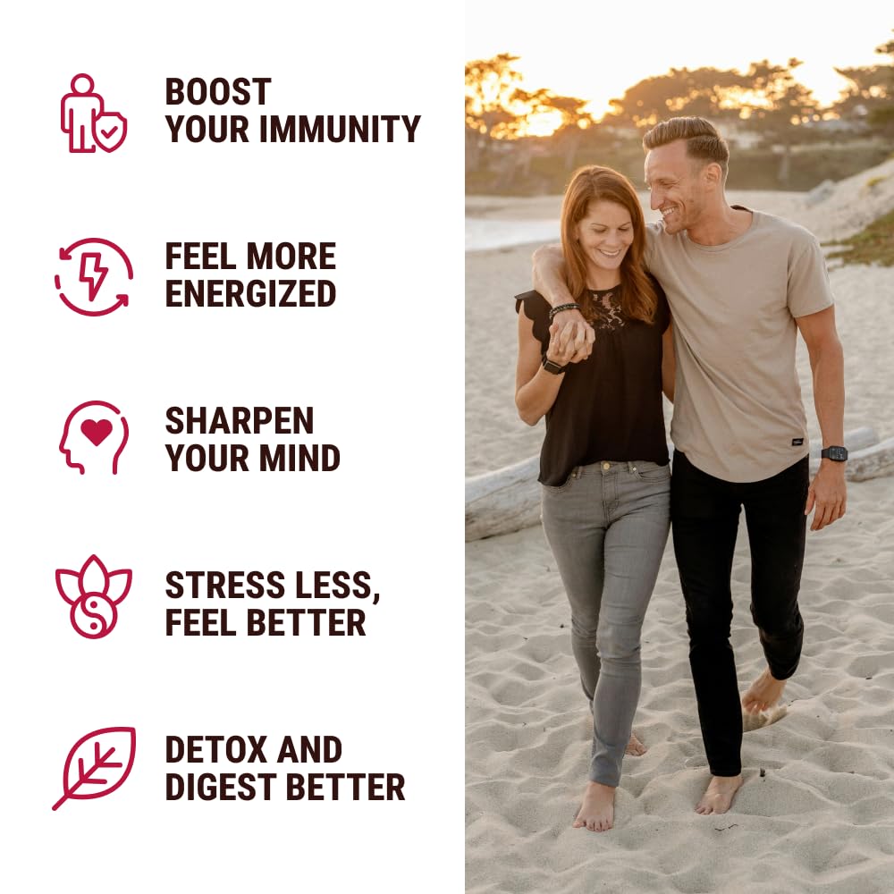 KJHD Shilajit Ashwagandha Gummies ingredients panel shows sea moss, ashwagandha, and mushroom blend.