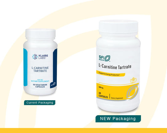 Klaire L-Carnitine Tartrate capsules close-up for steady daily intake.