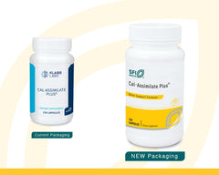 Klaire Labs Cal-Assimilate Plus capsules arranged for daily calcium and minerals.