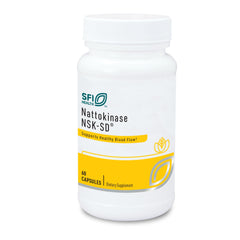 Klaire Labs nattokinase NSK-SD bottle showing potential fibrinolytic activity