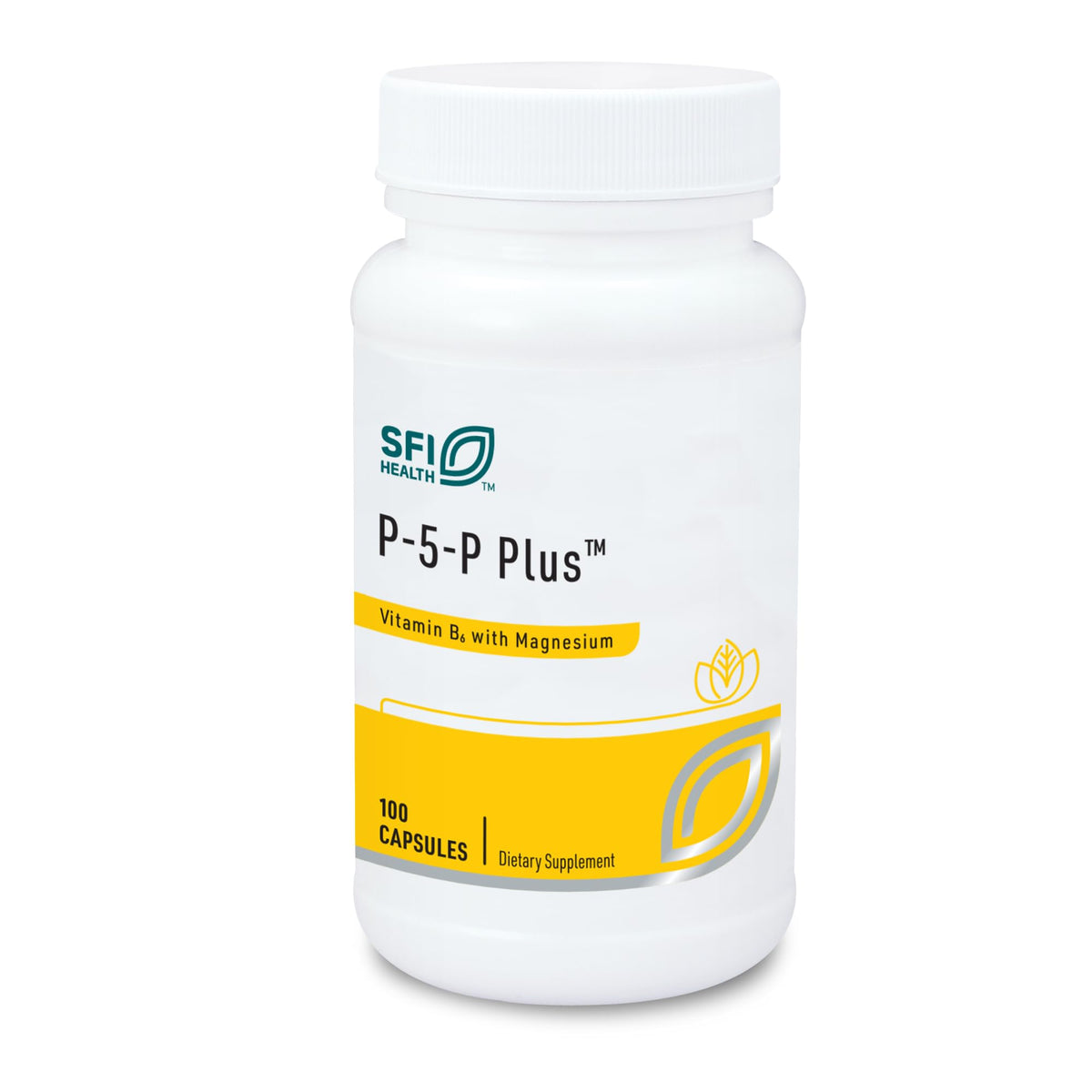 Klaire Labs P-5-P Plus Magnesium bottle front, hypoallergenic formula for sensitive users
