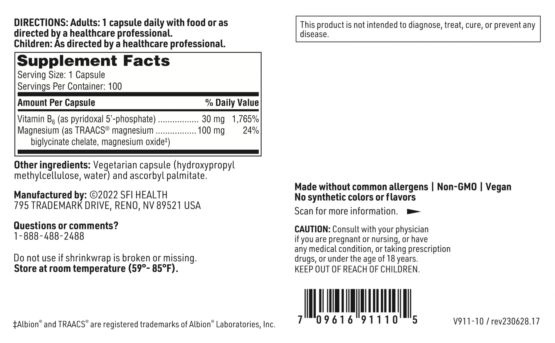Detail of Klaire Labs P-5-P Plus Magnesium ingredients for transparency