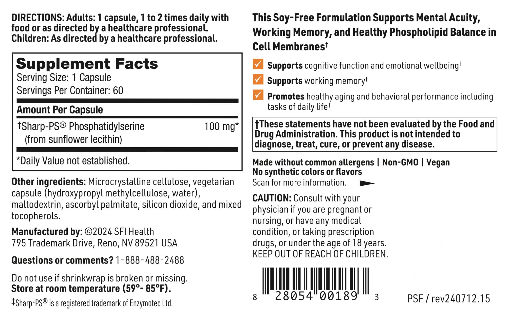 Klaire Labs SFI Health 100 mg per capsule highlight.