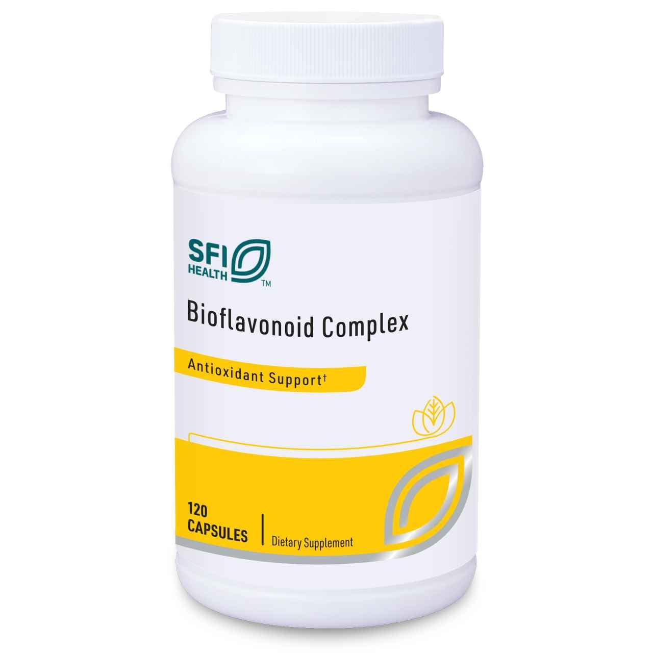 Klaire Labs SFI Health Bioflavonoid Complex bottle front may support healthy blood vessels.