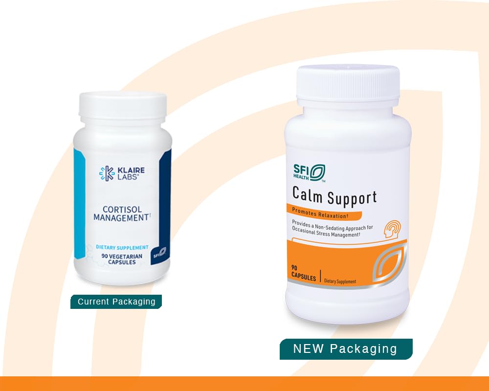 Klaire Labs SFI Health bottle back with Relora and Sensoril notes for stress response support
