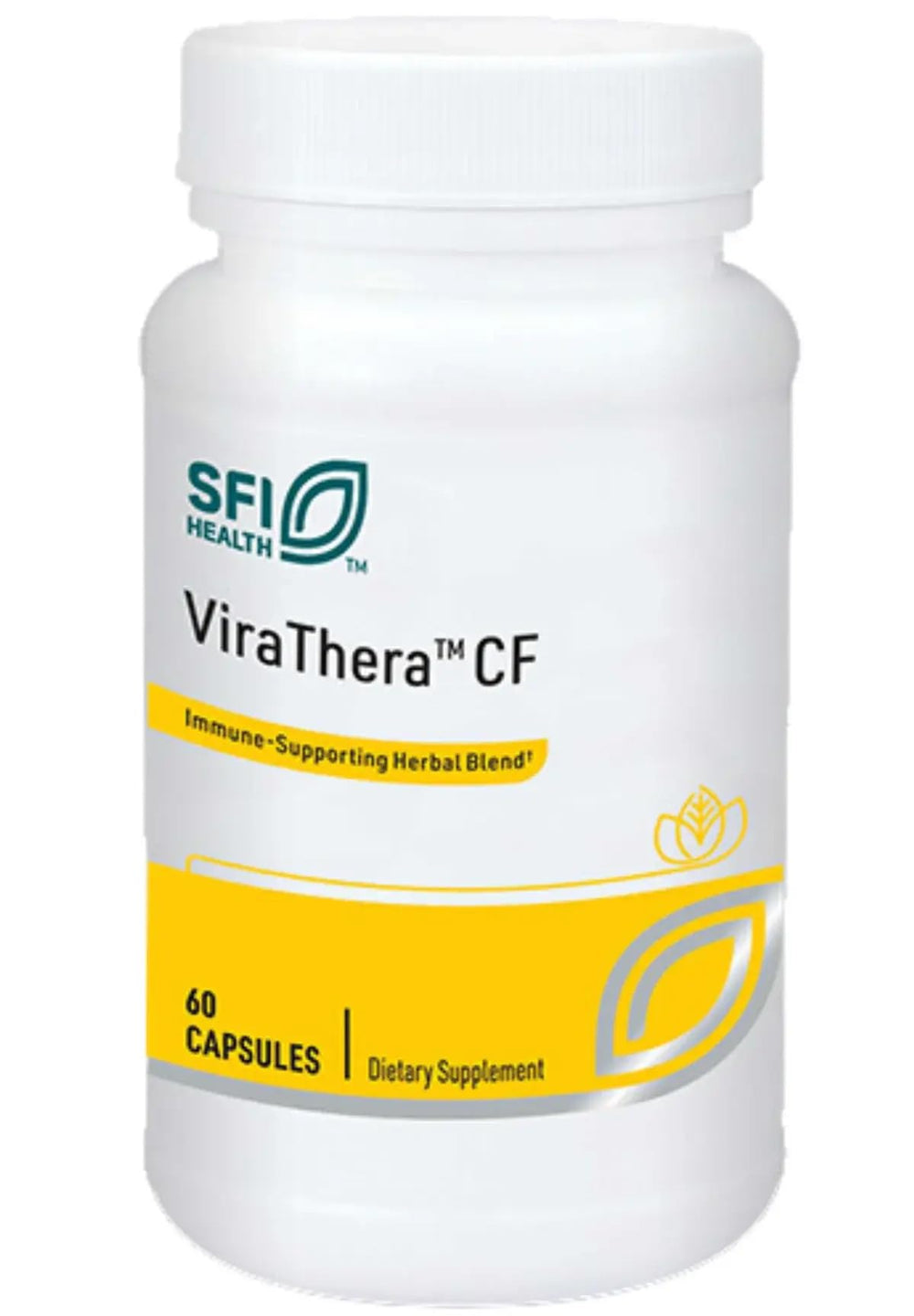 Klaire Labs Virathera CF bottle showing immune support blend for daily wellness.