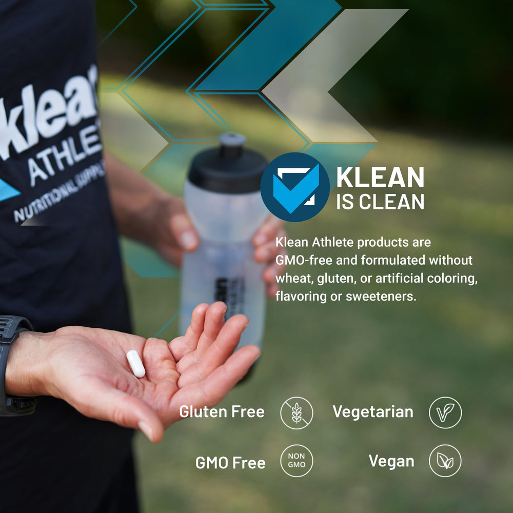 Klean Athlete Klean Ashwagandha bottle closeup label details.