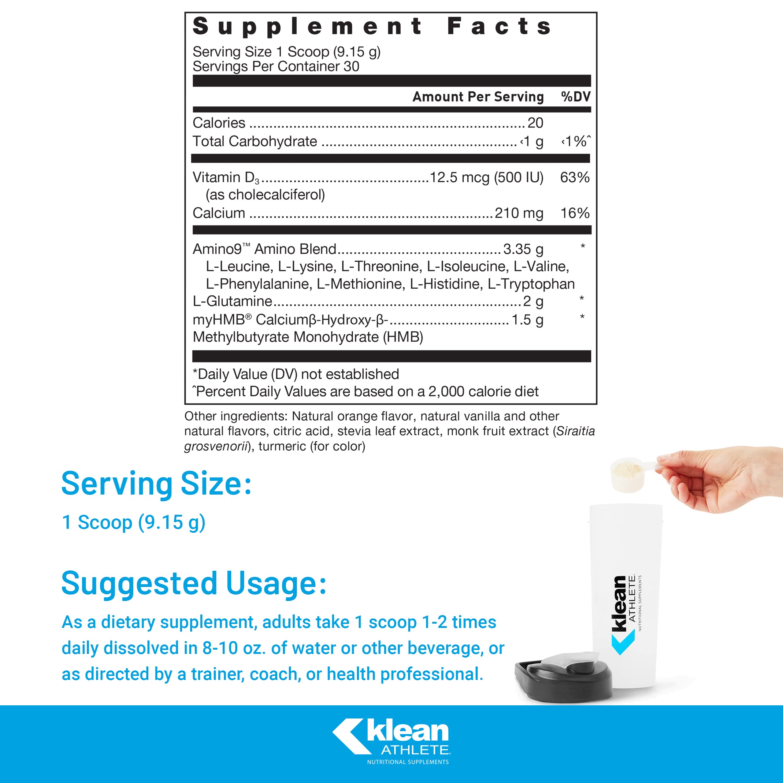 Serving scoop of Klean Essential Aminos + HMB ready for workout use.